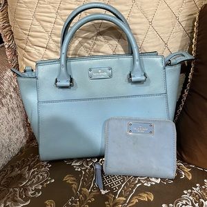 Light blue Kate spade purse with wallet